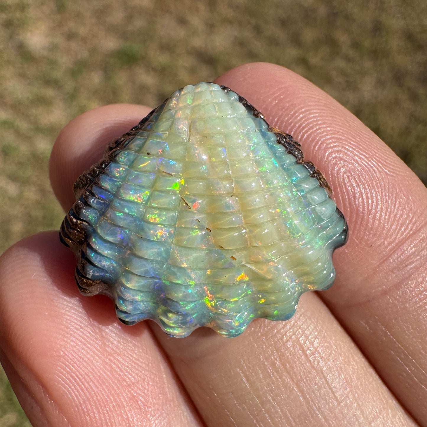 18.18 Ct shell boulder opal carving
