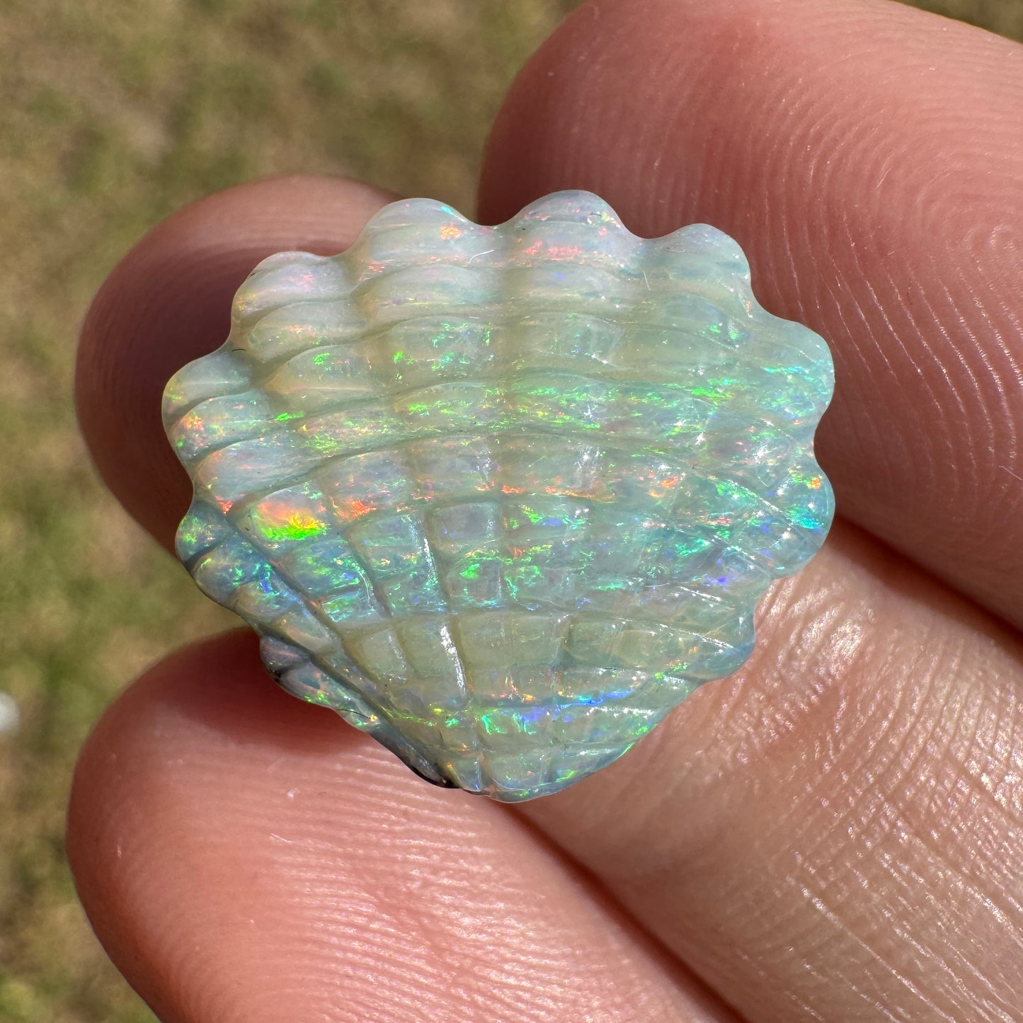 8.25 Ct pastel rainbow shell boulder opal carving