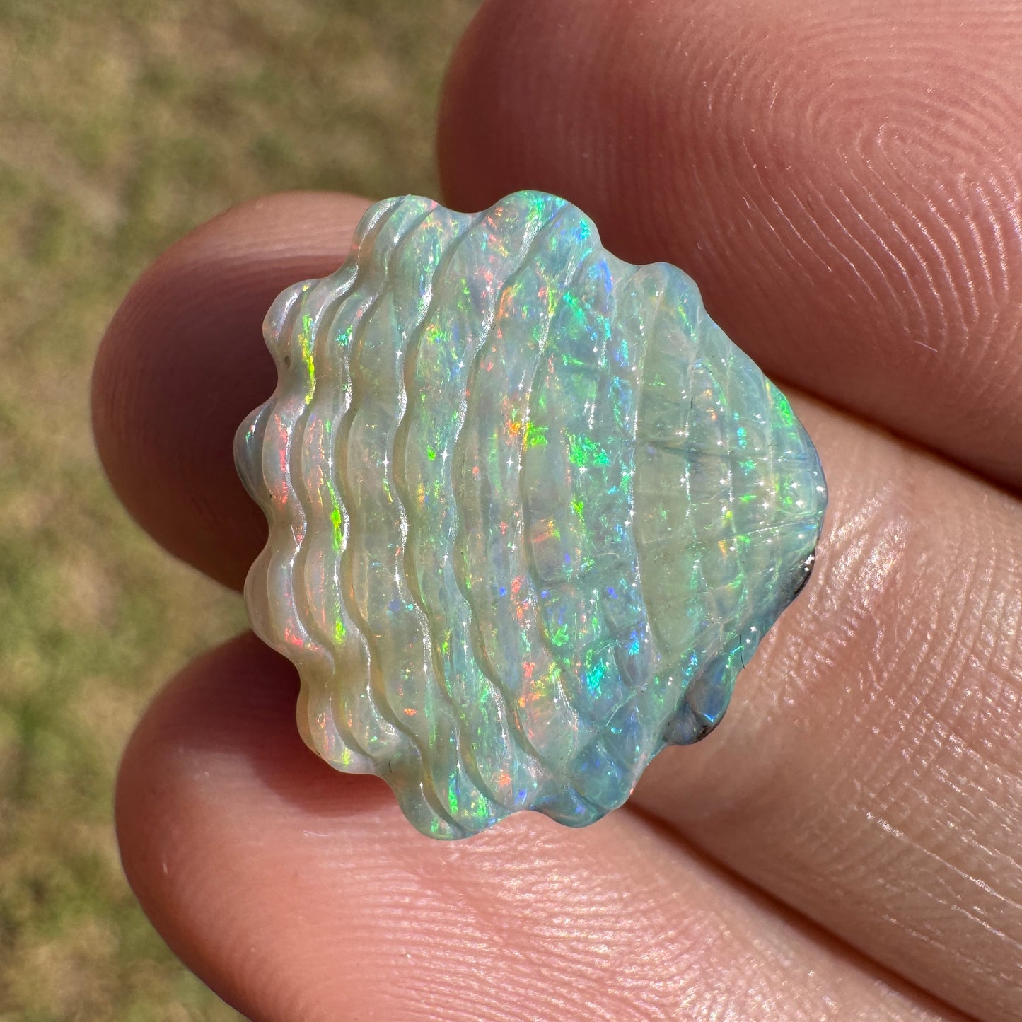 8.25 Ct pastel rainbow shell boulder opal carving