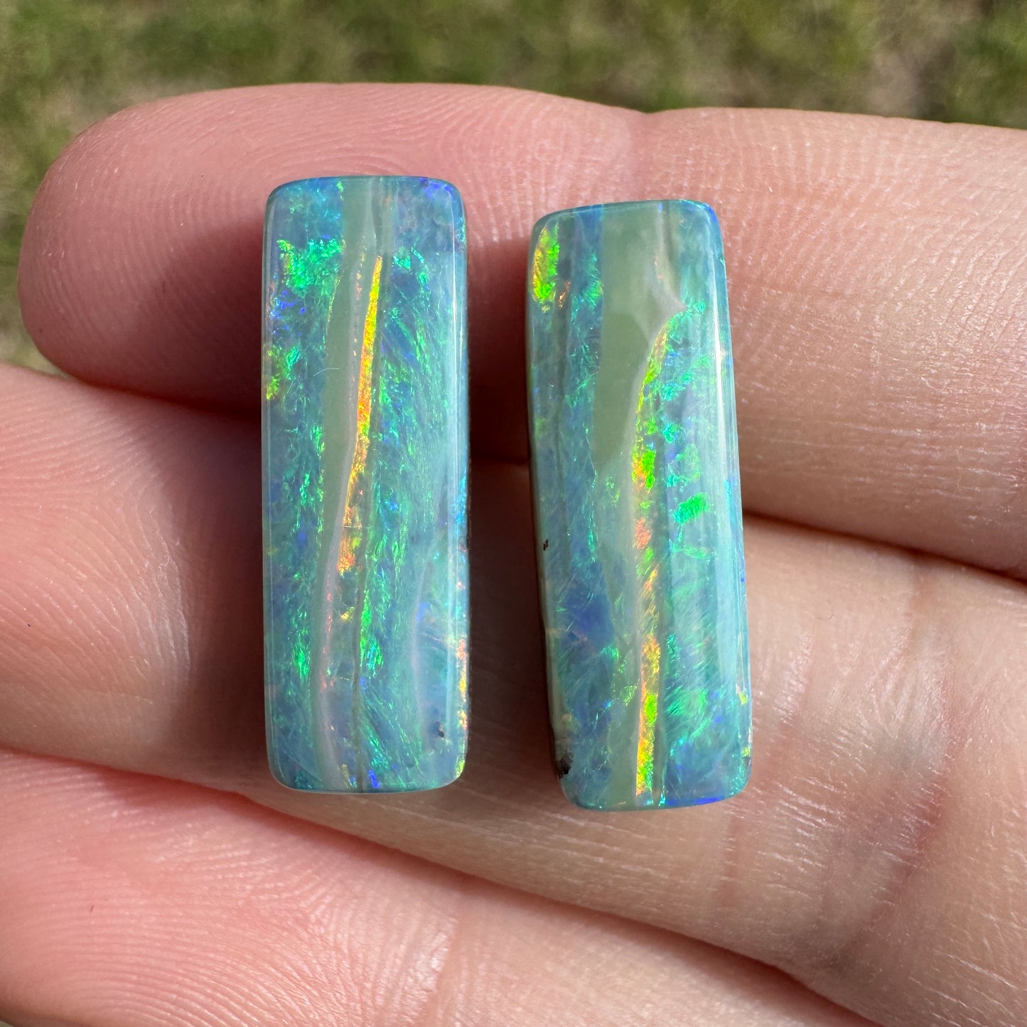 9.66 Ct narrow rectangle opal pair