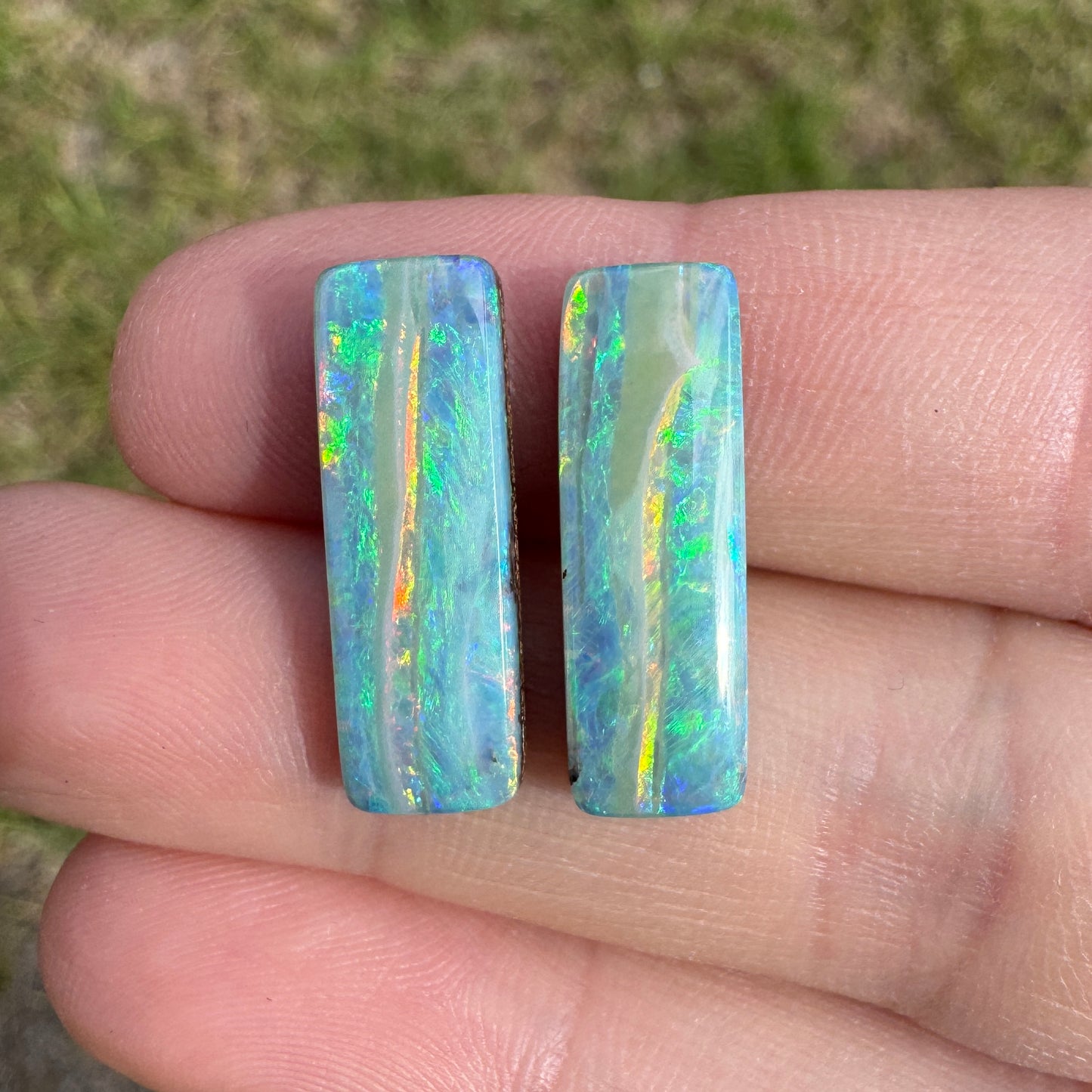 9.66 Ct narrow rectangle opal pair