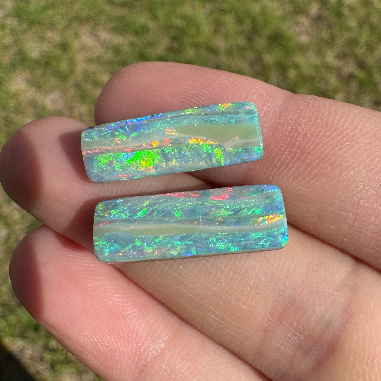 9.66 Ct narrow rectangle opal pair