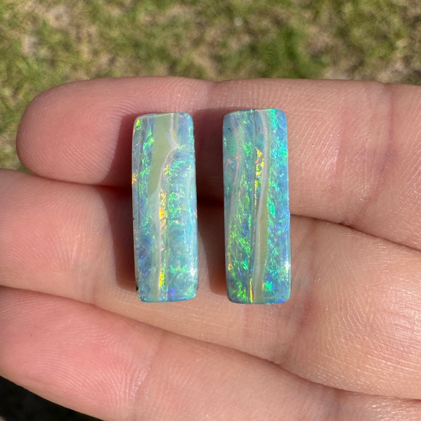 9.66 Ct narrow rectangle opal pair