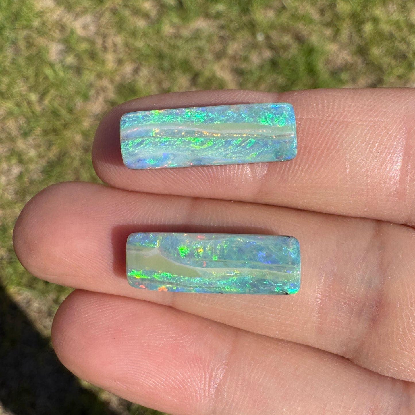 9.66 Ct narrow rectangle opal pair