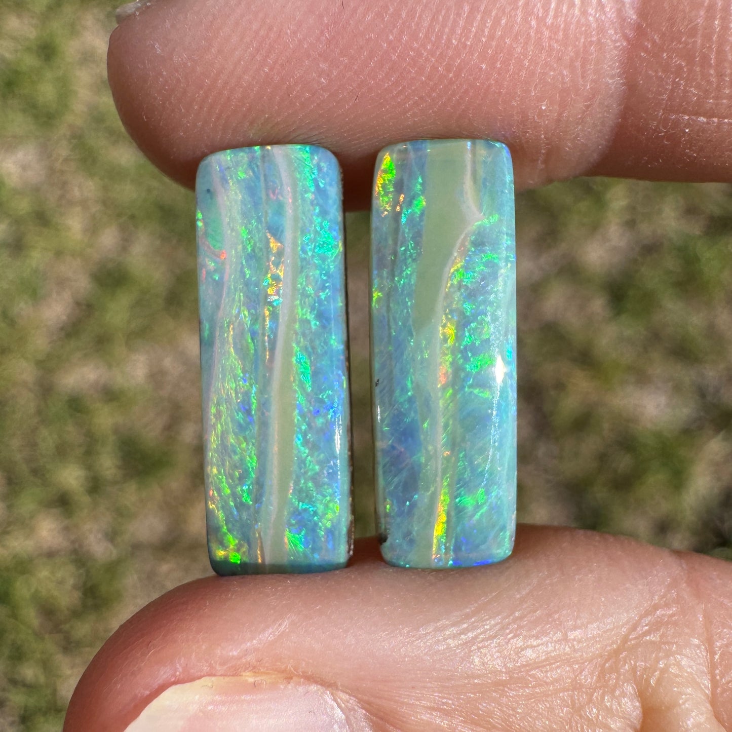9.66 Ct narrow rectangle opal pair