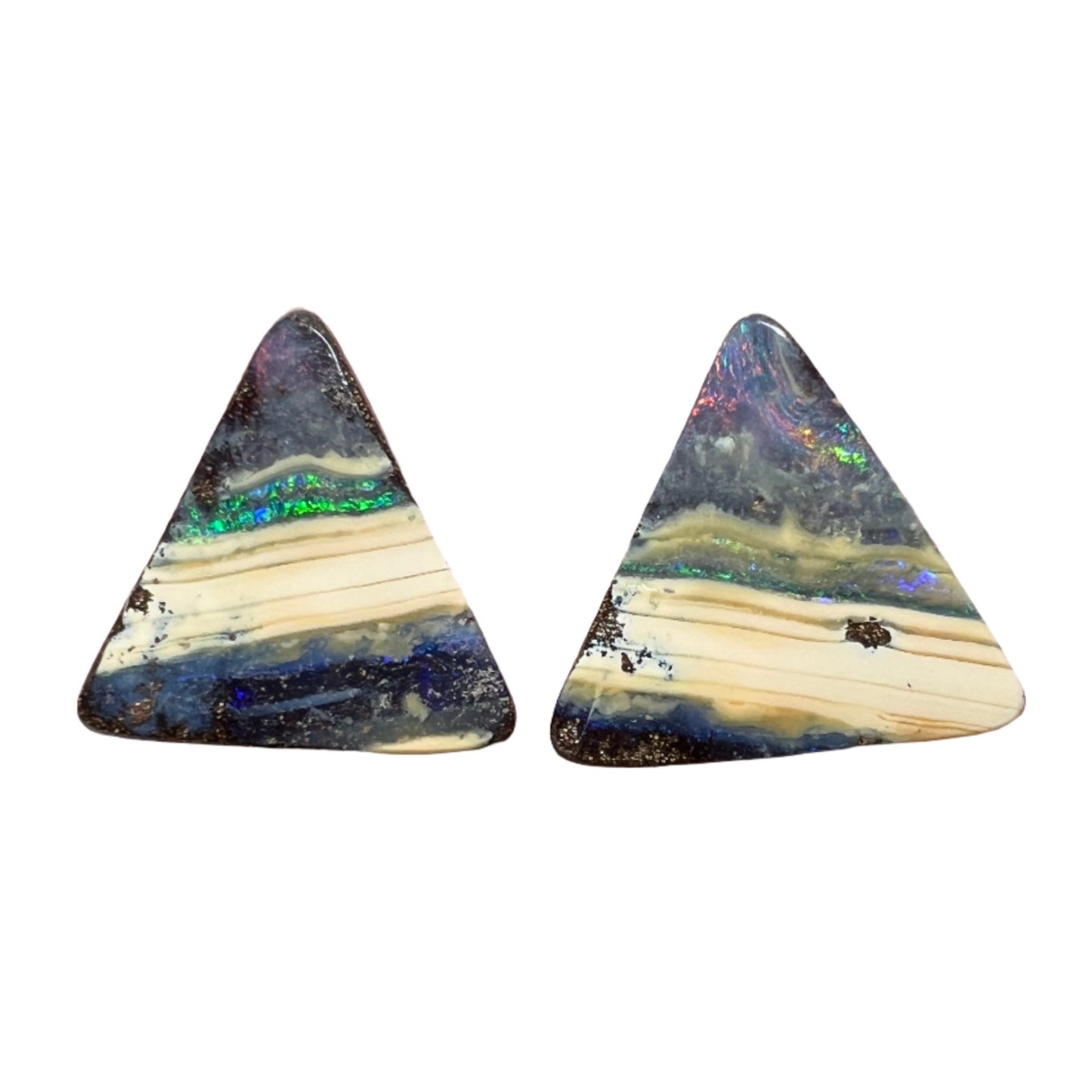 21.52 Ct triangle boulder opal pair