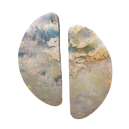 15.81 Ct half-circle boulder opal pair