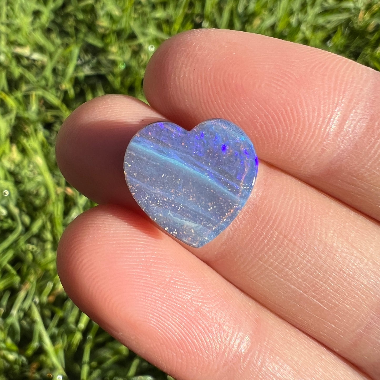 5.19 Ct stripy blue boulder opal heart