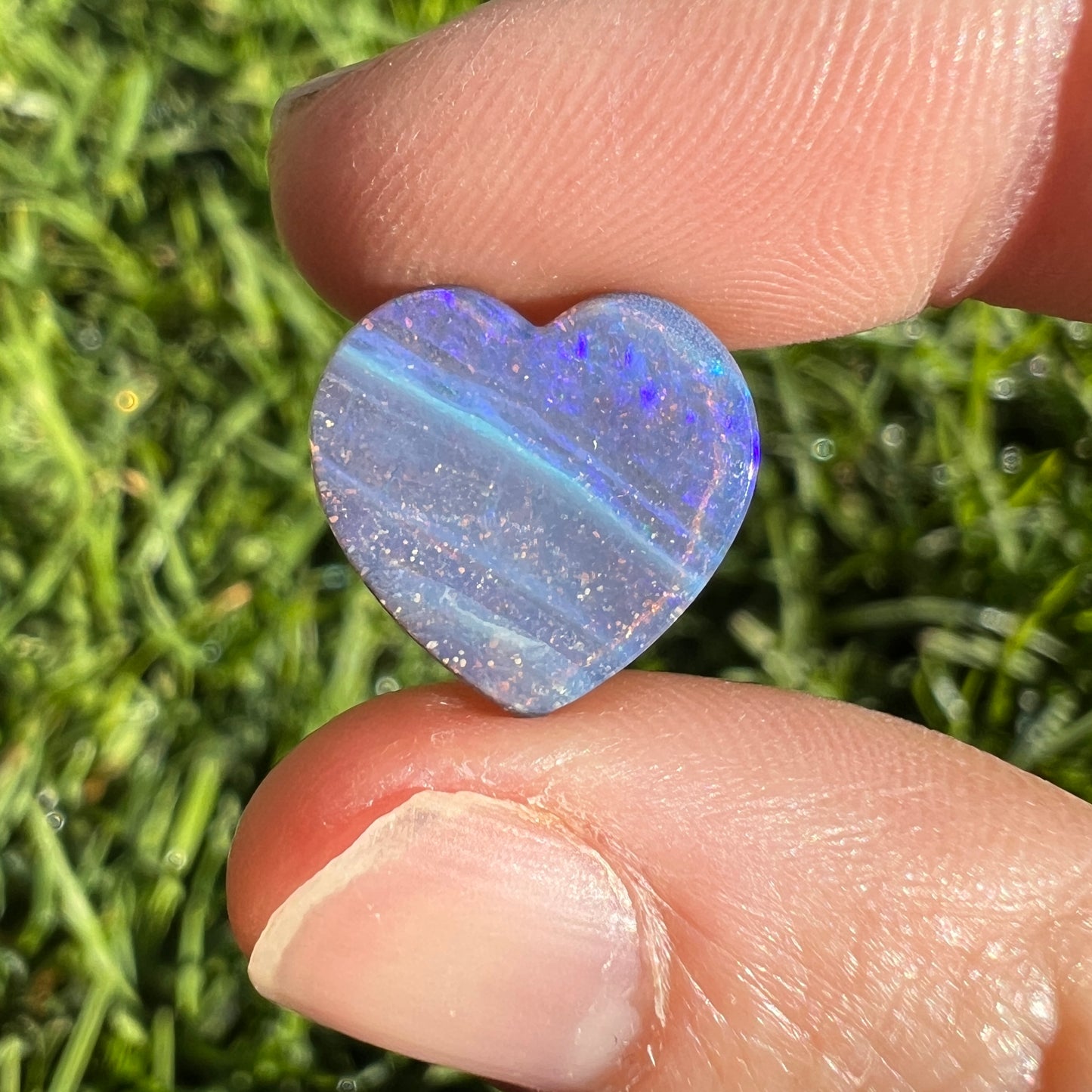 5.19 Ct stripy blue boulder opal heart