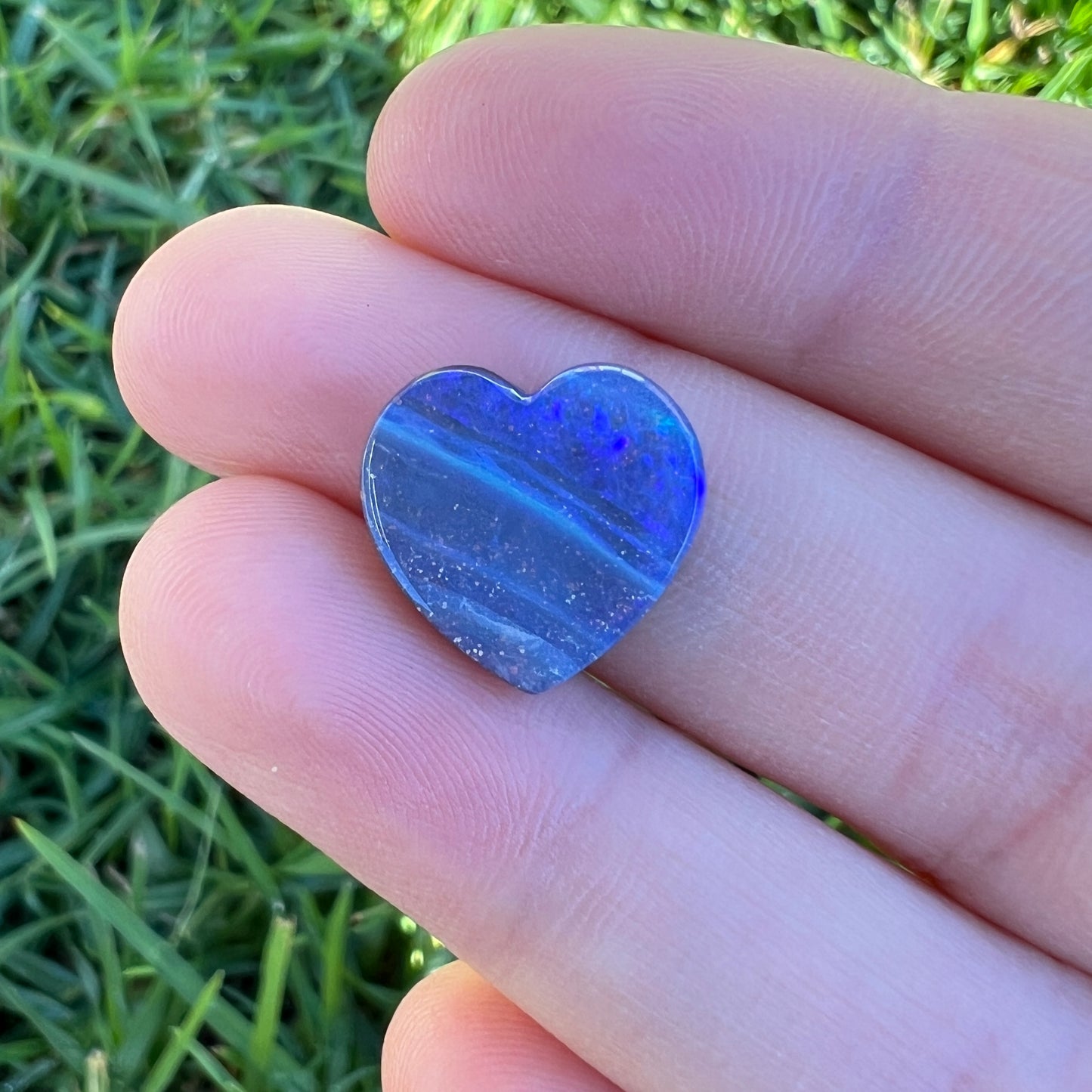 5.19 Ct stripy blue boulder opal heart