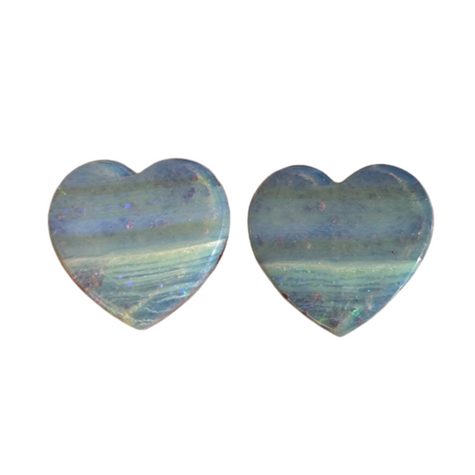 8.23 Ct boulder opal heart pair