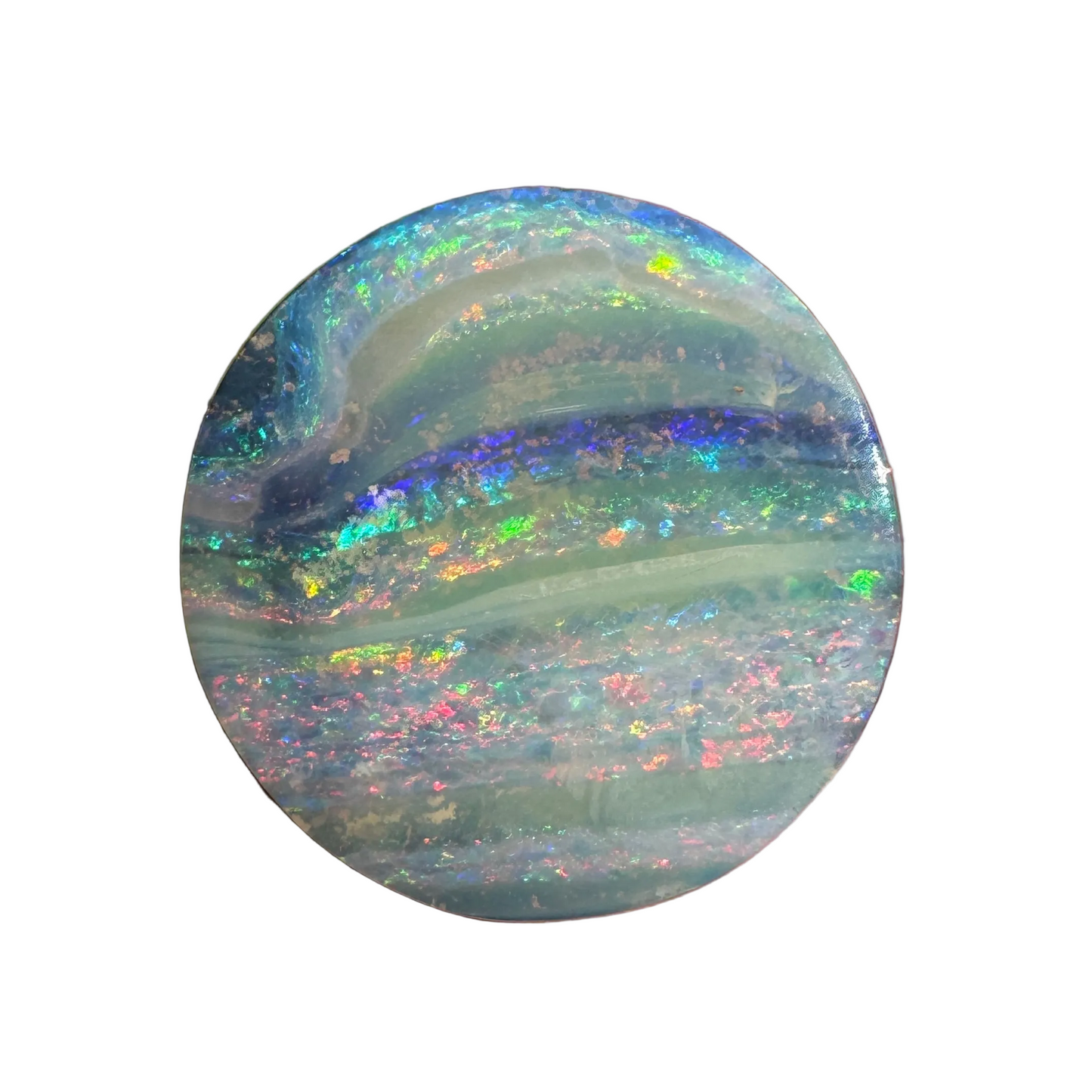 7.75 Ct rainbow stripe circle boulder opal