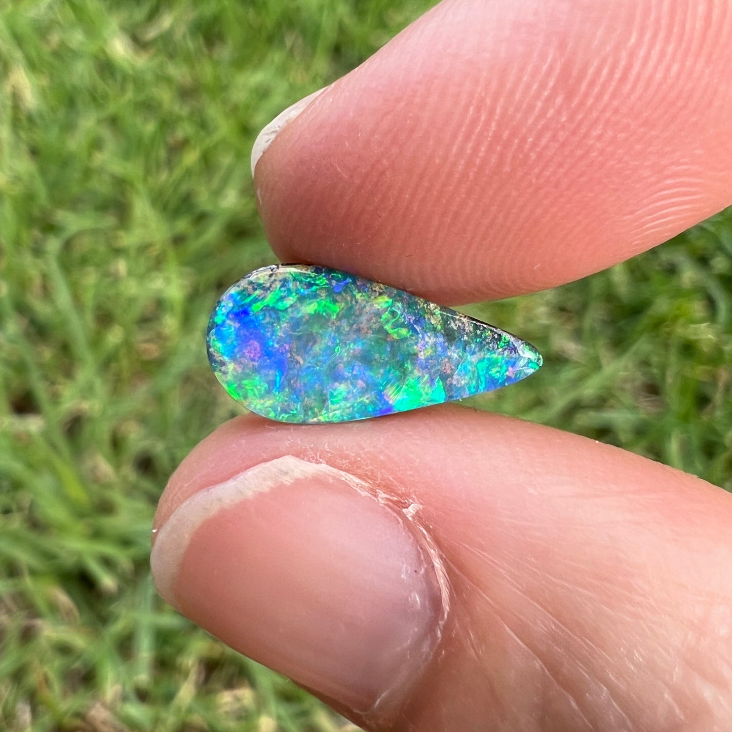 2.20 bright green-blue boulder opal