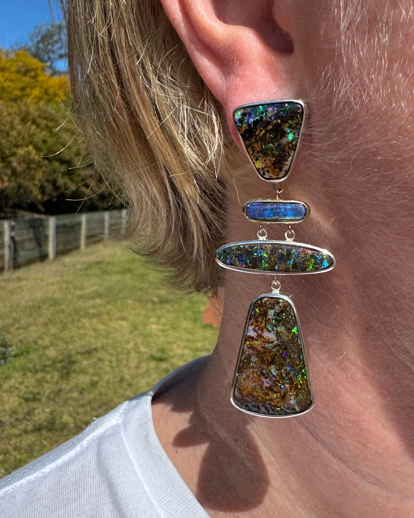 'Sacred Totem' opal earrings