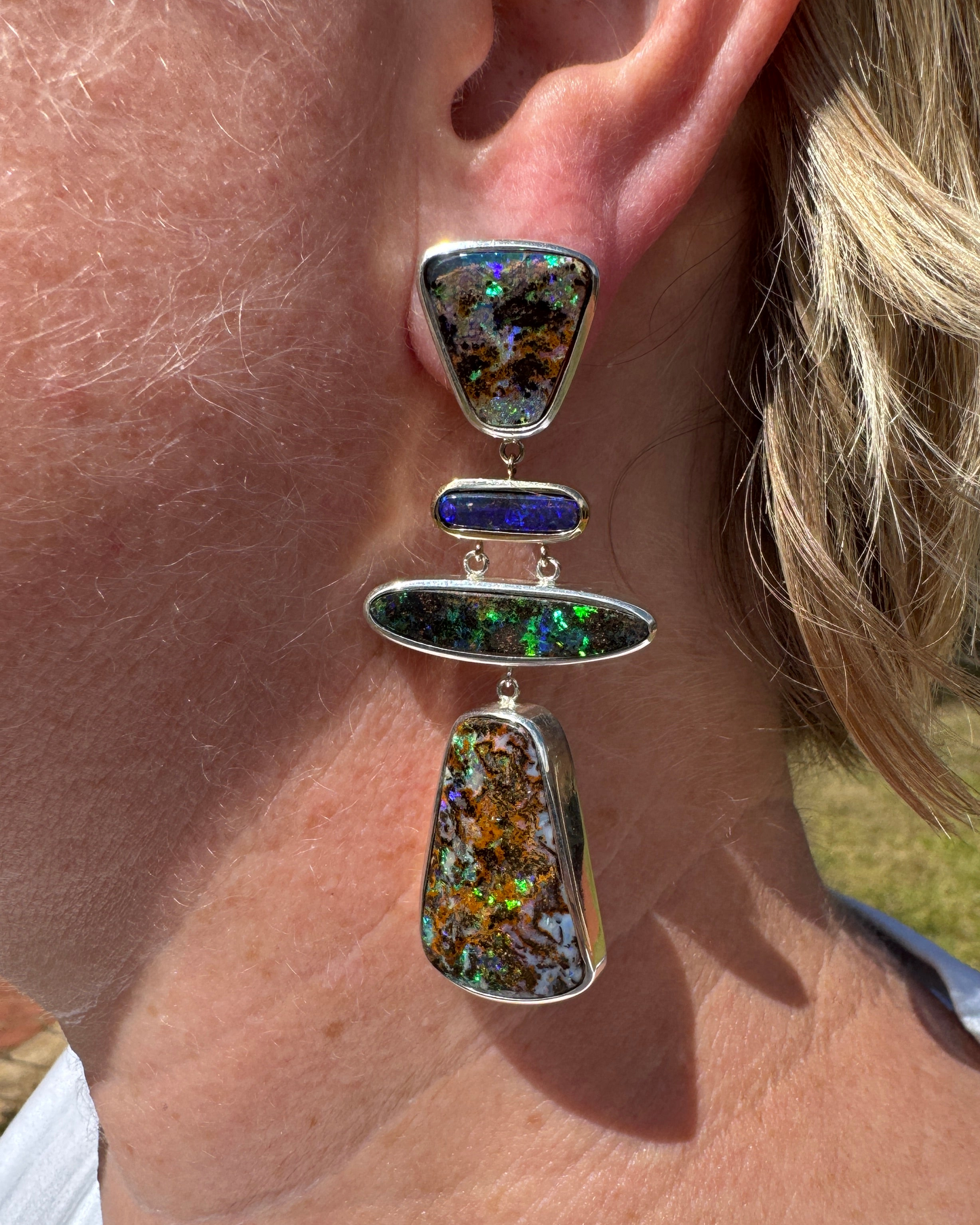 'Sacred Totem' opal earrings