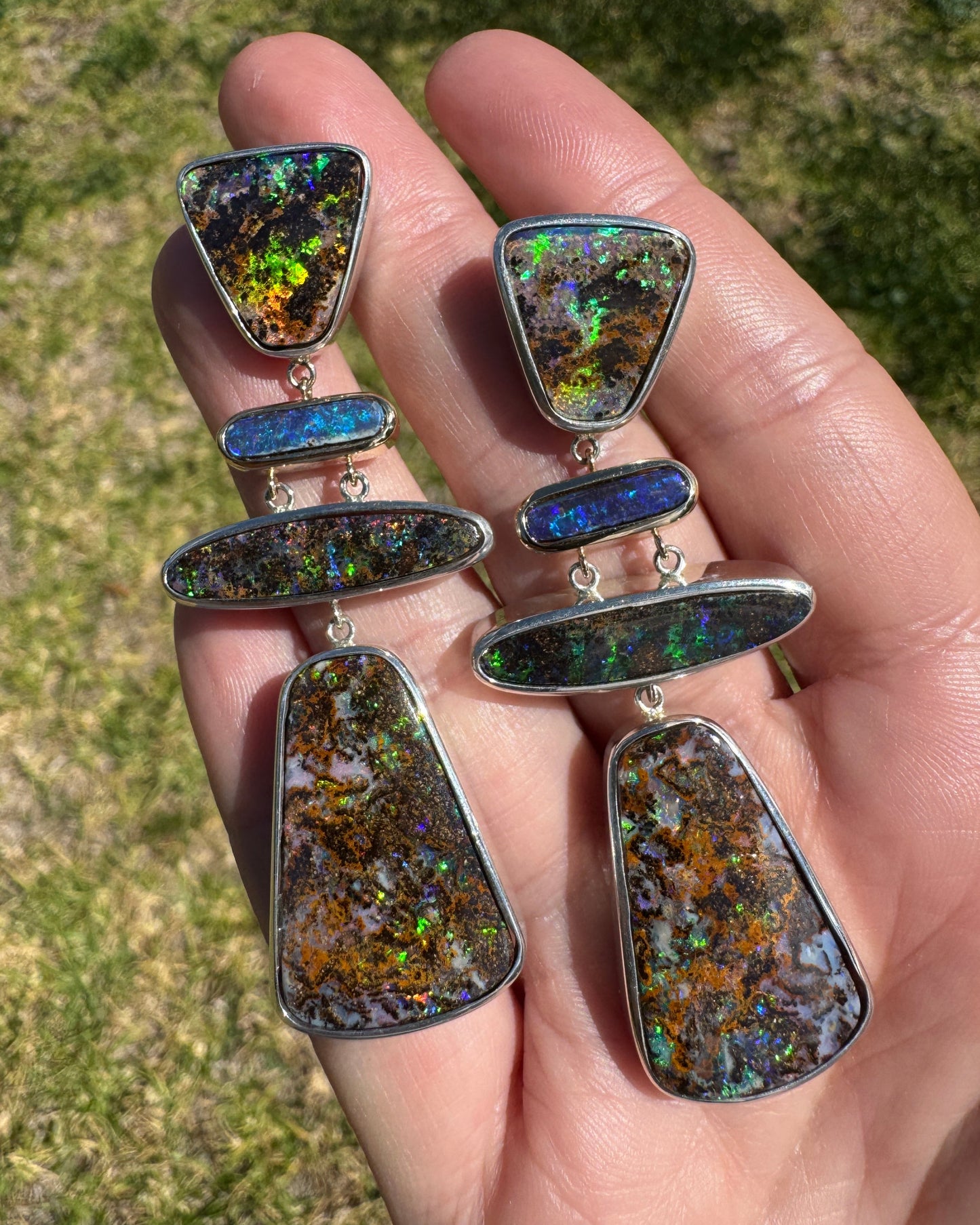 'Sacred Totem' opal earrings