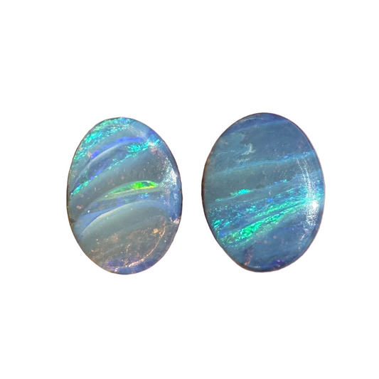 4.51 Ct green-blue boulder oval opal pair
