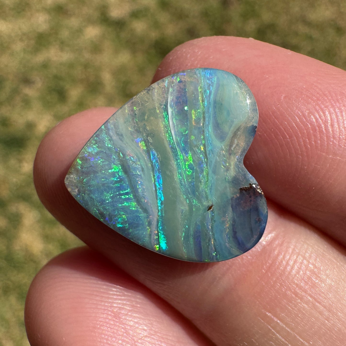 8.21 Ct striped pattern boulder opal heart