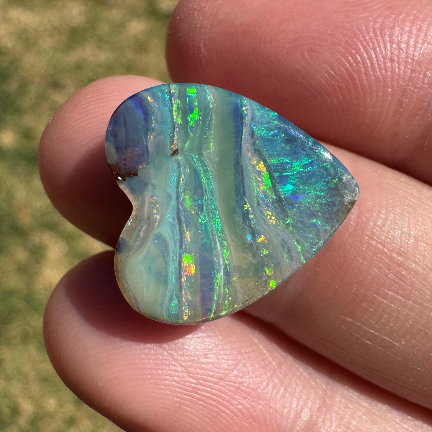 8.21 Ct striped pattern boulder opal heart