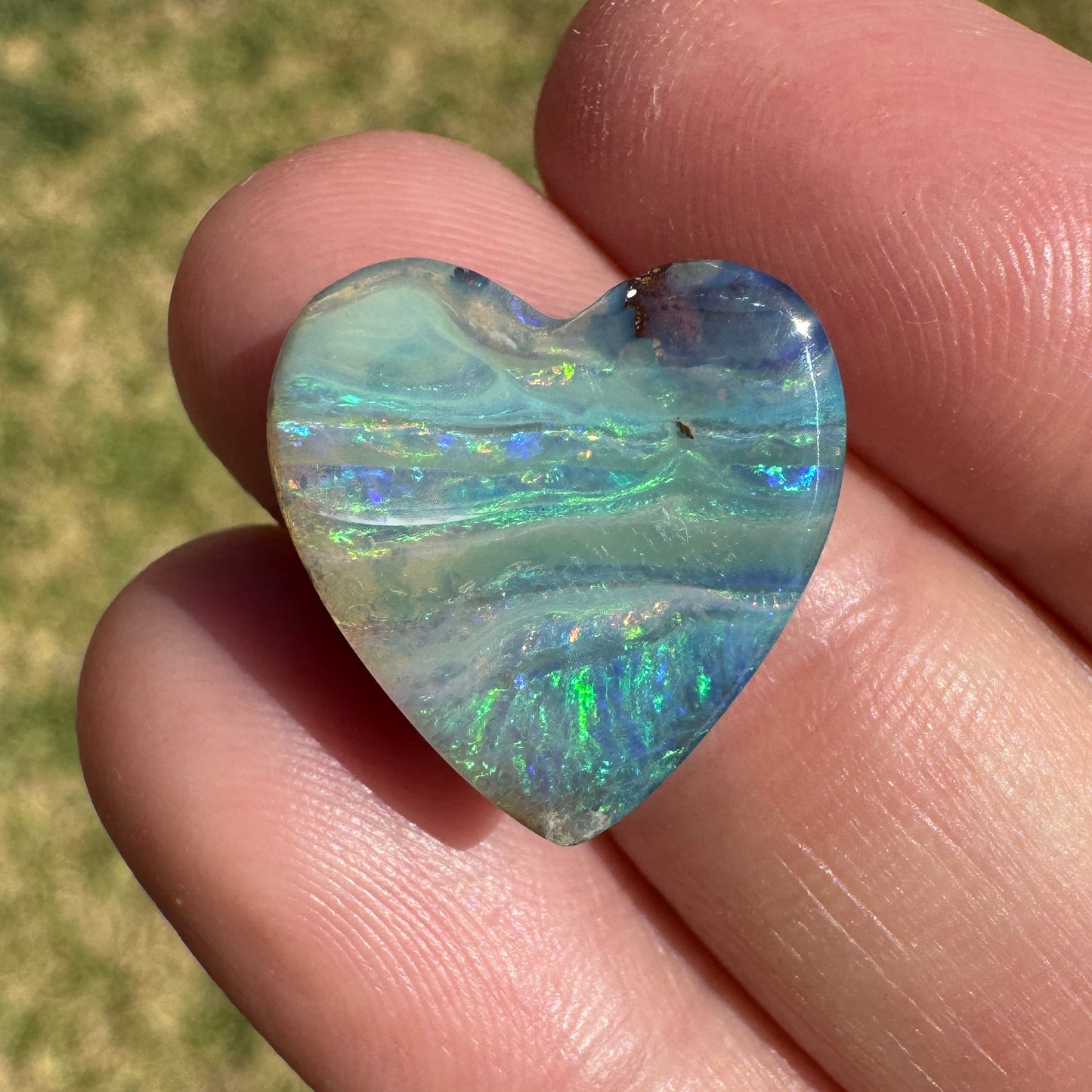 8.21 Ct striped pattern boulder opal heart