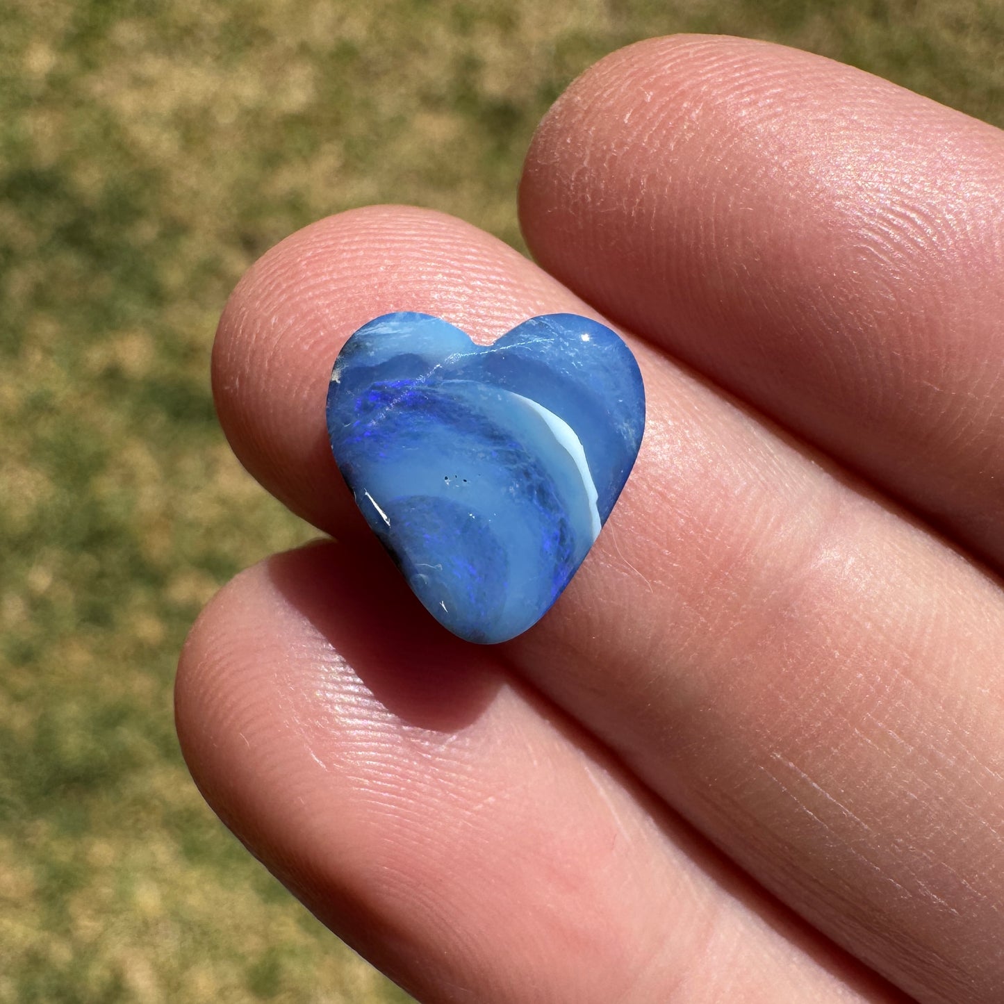 3.85 Ct small blue boulder opal heart