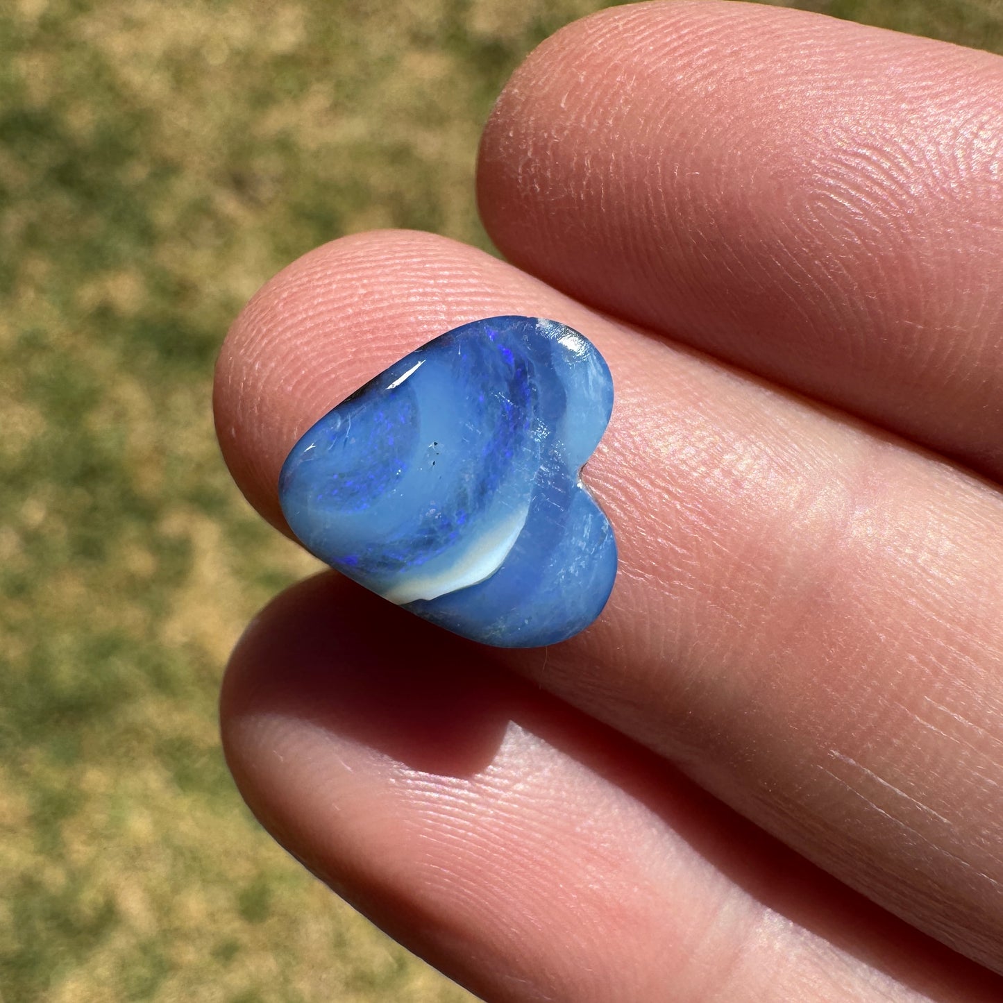 3.85 Ct small blue boulder opal heart