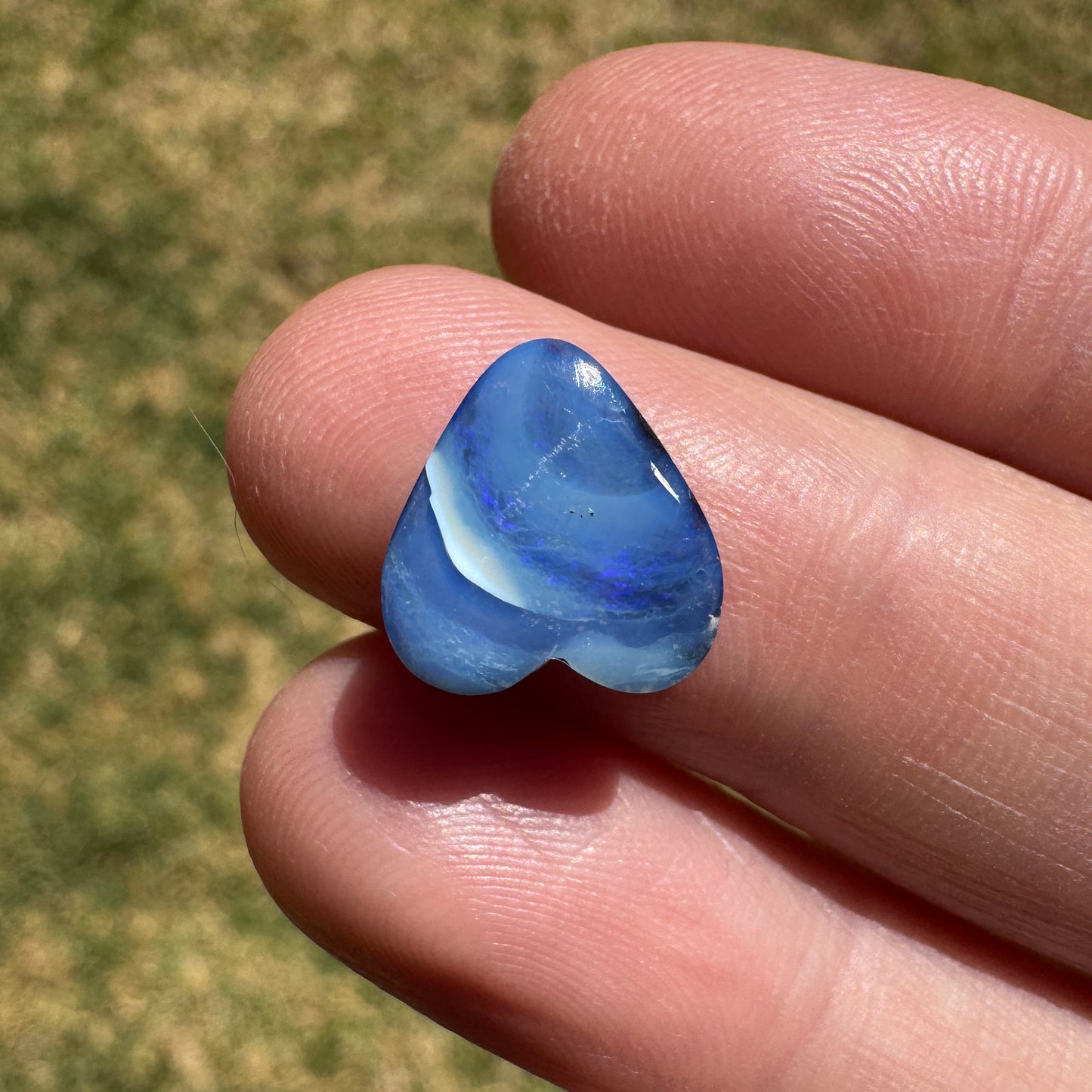 3.85 Ct small blue boulder opal heart