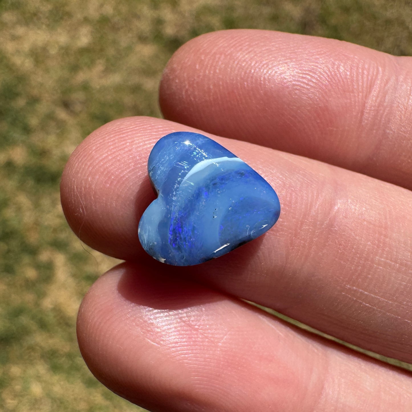 3.85 Ct small blue boulder opal heart