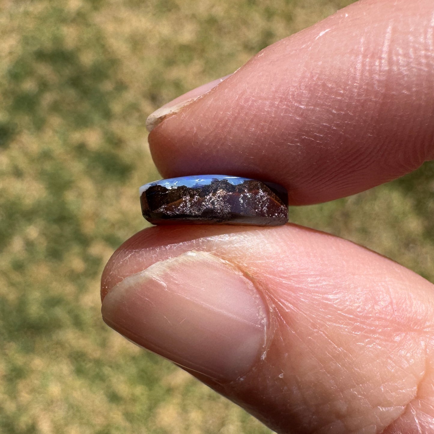 3.85 Ct small blue boulder opal heart