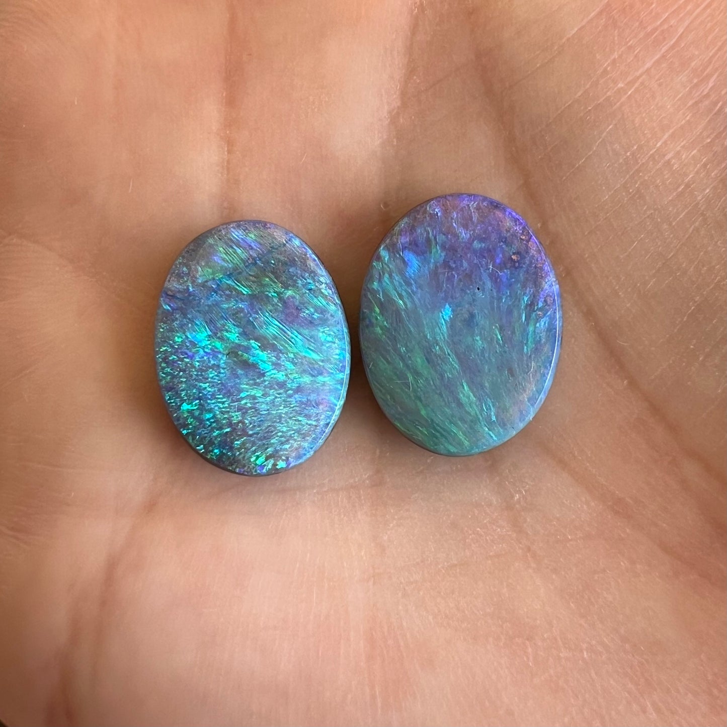 14.02 Ct oval boulder opal pair