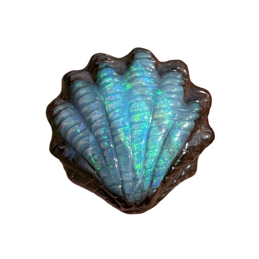 6.04 Ct fan shell boulder opal carving