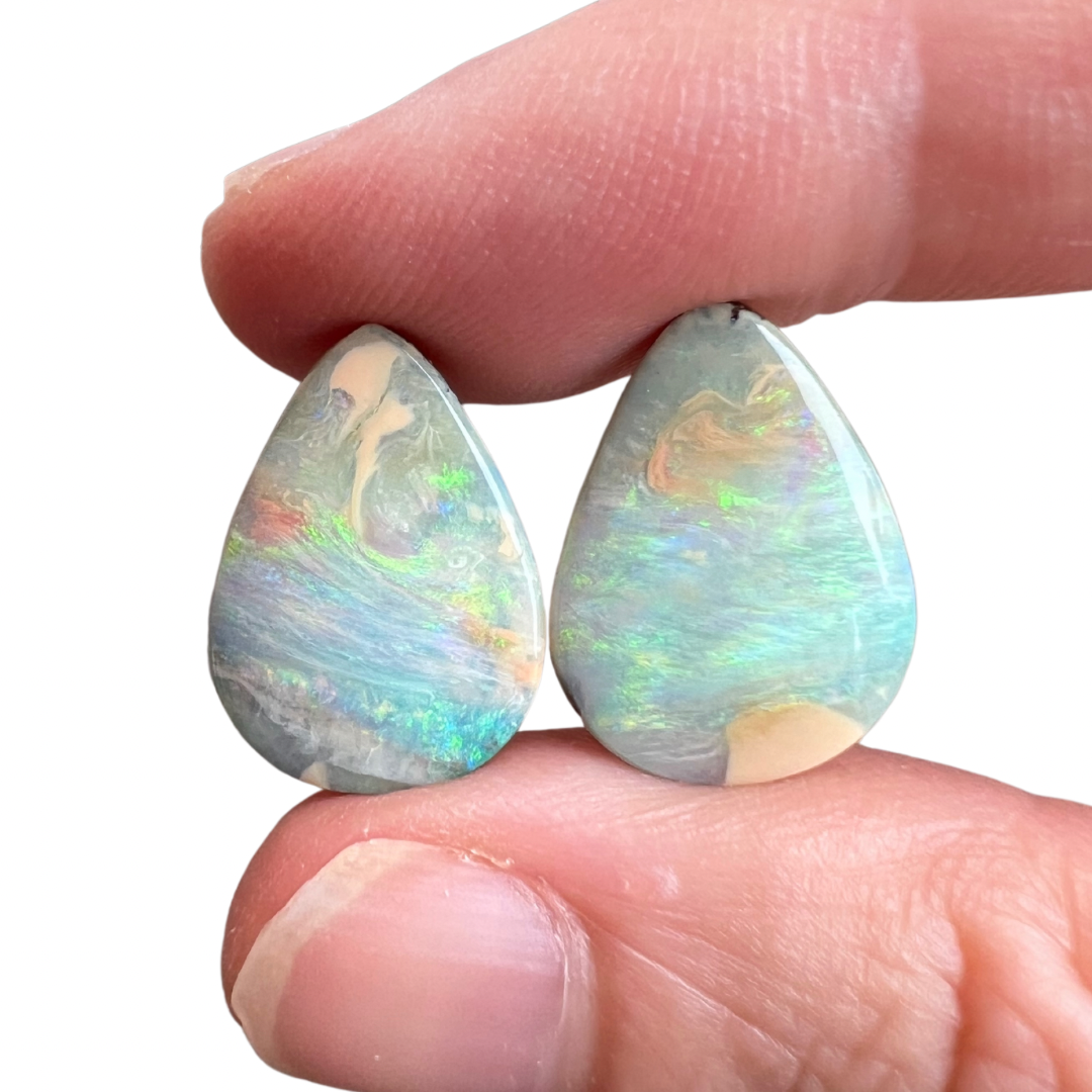 12.14 Ct teardrop boulder opal pair