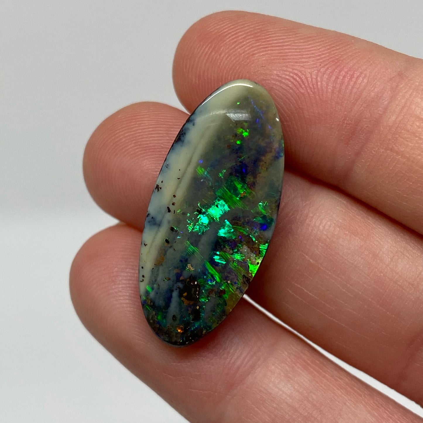 16.03 Ct green and purple boulder opal