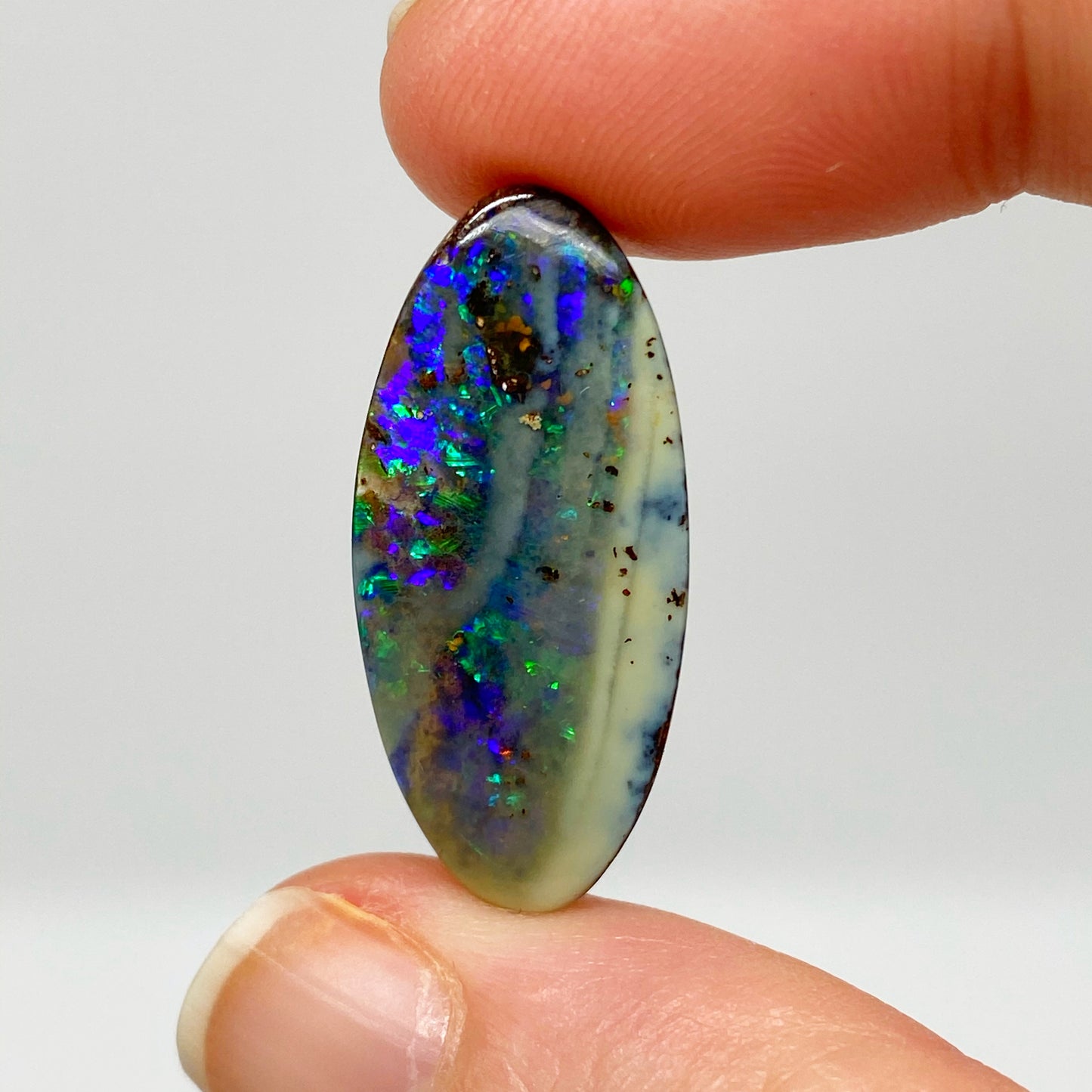 16.03 Ct green and purple boulder opal